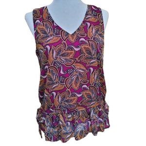 Rose & Olive Women's Size Small Vibrant Waist Defined Sleeveless Blouse Magenta